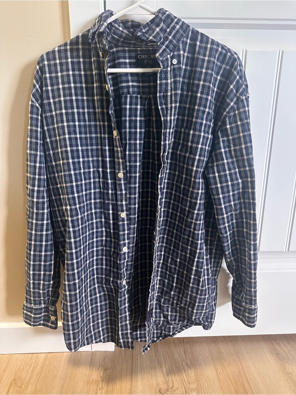 vintage Cherokee Navy Plaid Button-Up Shirt
